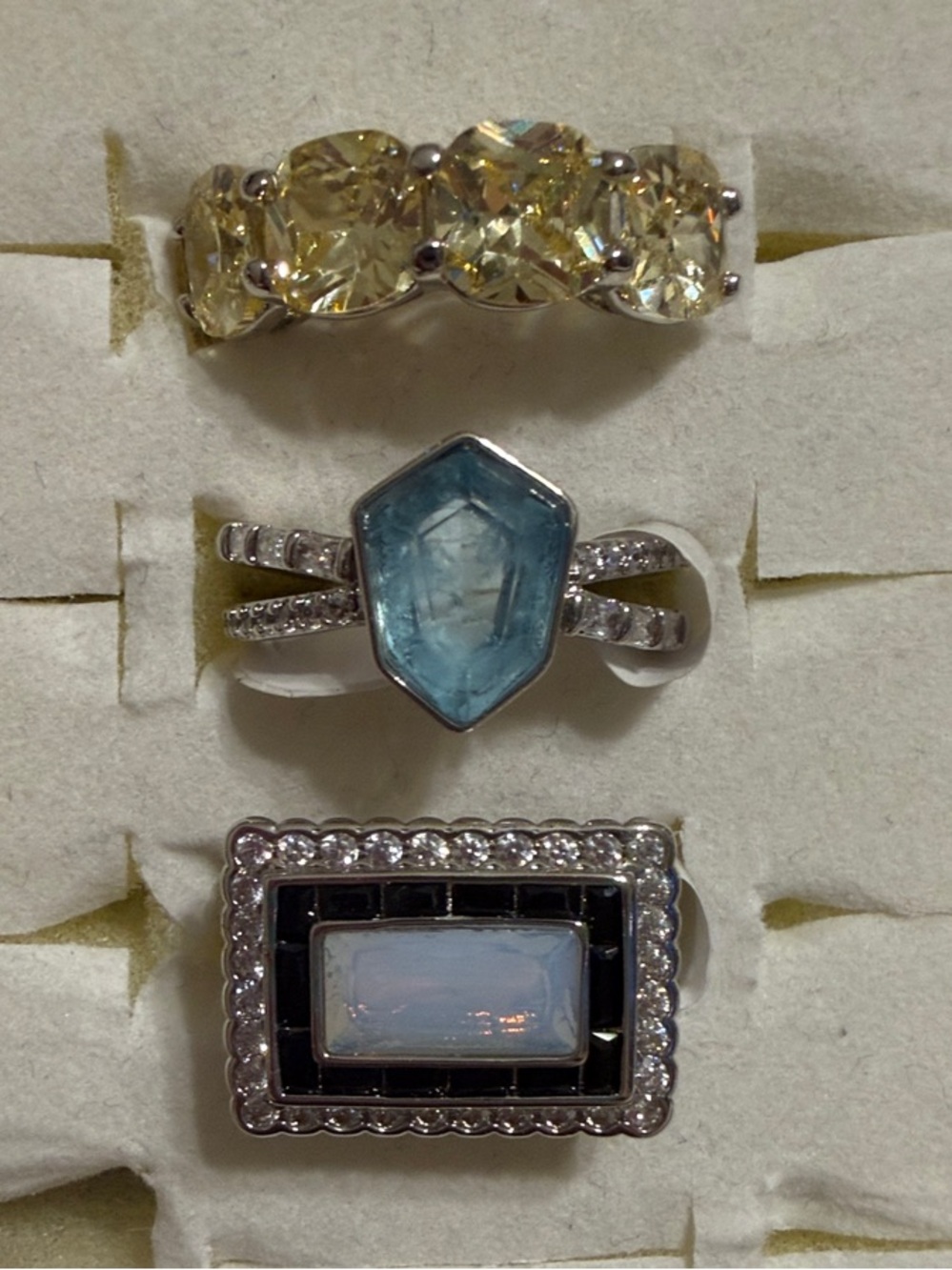 Set of 3 size 7 OG rhodium plating rings
